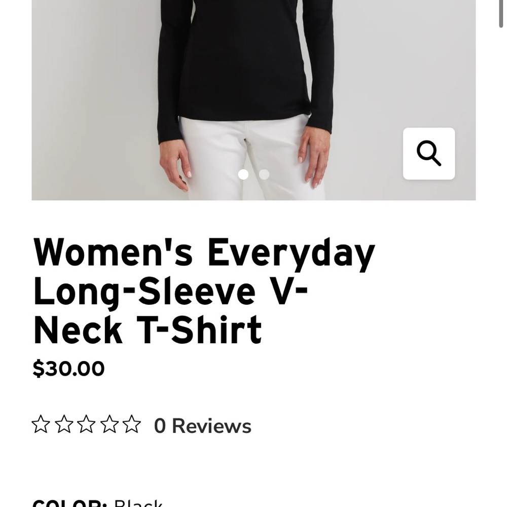 Eddie Bauer Black Long-Sleeve V-Neck Tee